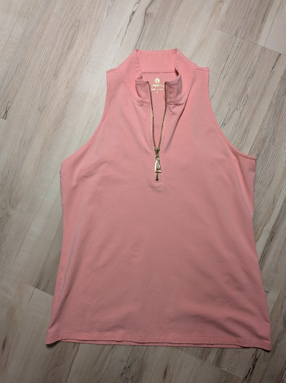Serena Sleeveless Half-Zip Top In Powder Pink by Spartina 449